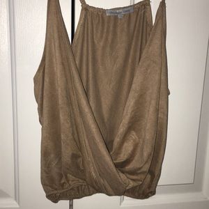 Toffee colored tank top blouse v neck